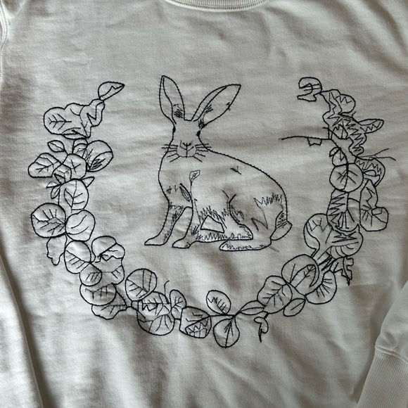 Coniglio Palm Beach White Embroidered Bunny Pullover Crest Sweatshirt - Picture 11 of 11